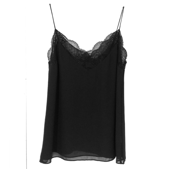 Zara Tops - Zara Basic Black Tank Top with Lace Trim